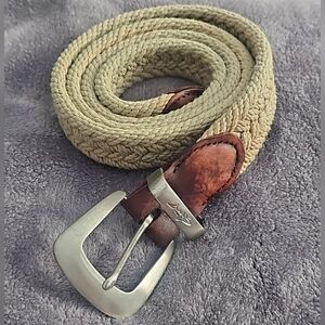 Greg Norman Mens Woven Braided Belt Tan Nickel Buckle Size 40